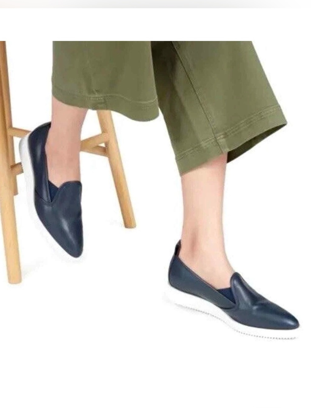 EVERLANE The Leather Street Shoe Black Leather Pointed Toe Slip-On Sneaker Sz 8